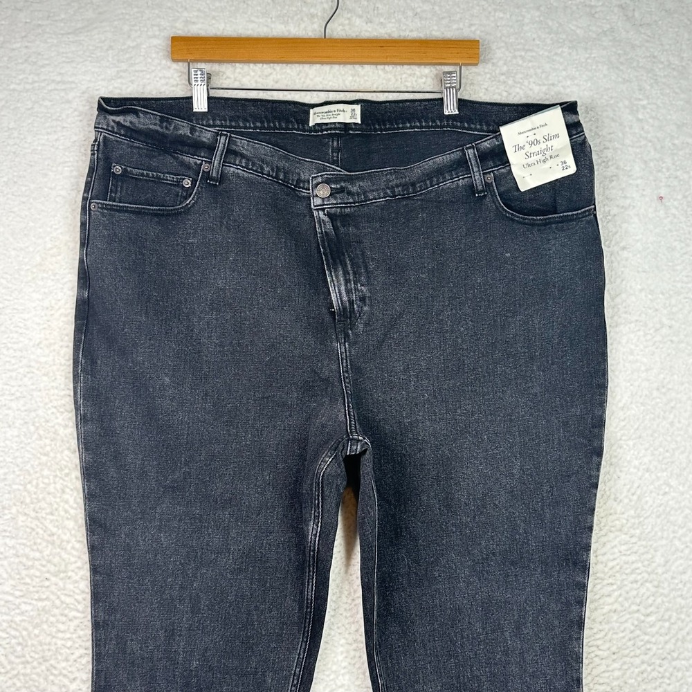 Abercrombie & Fitch The 90s Slim Straight‎ Ultra High Rise Jeans 36/22S Charcoal - Picture 2 of 10